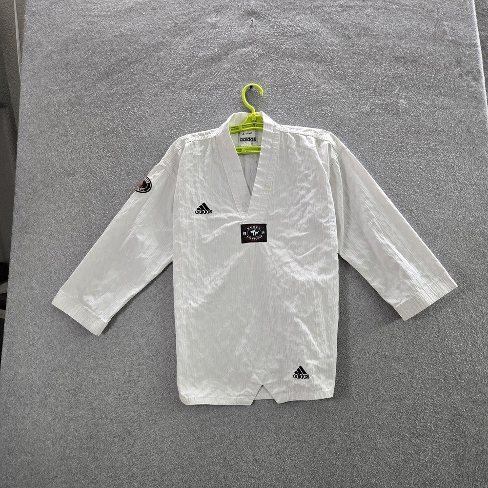 Adidas Men Shirt 1 150 CM White Embroidered Taekwondo Logo Martial Arts READ